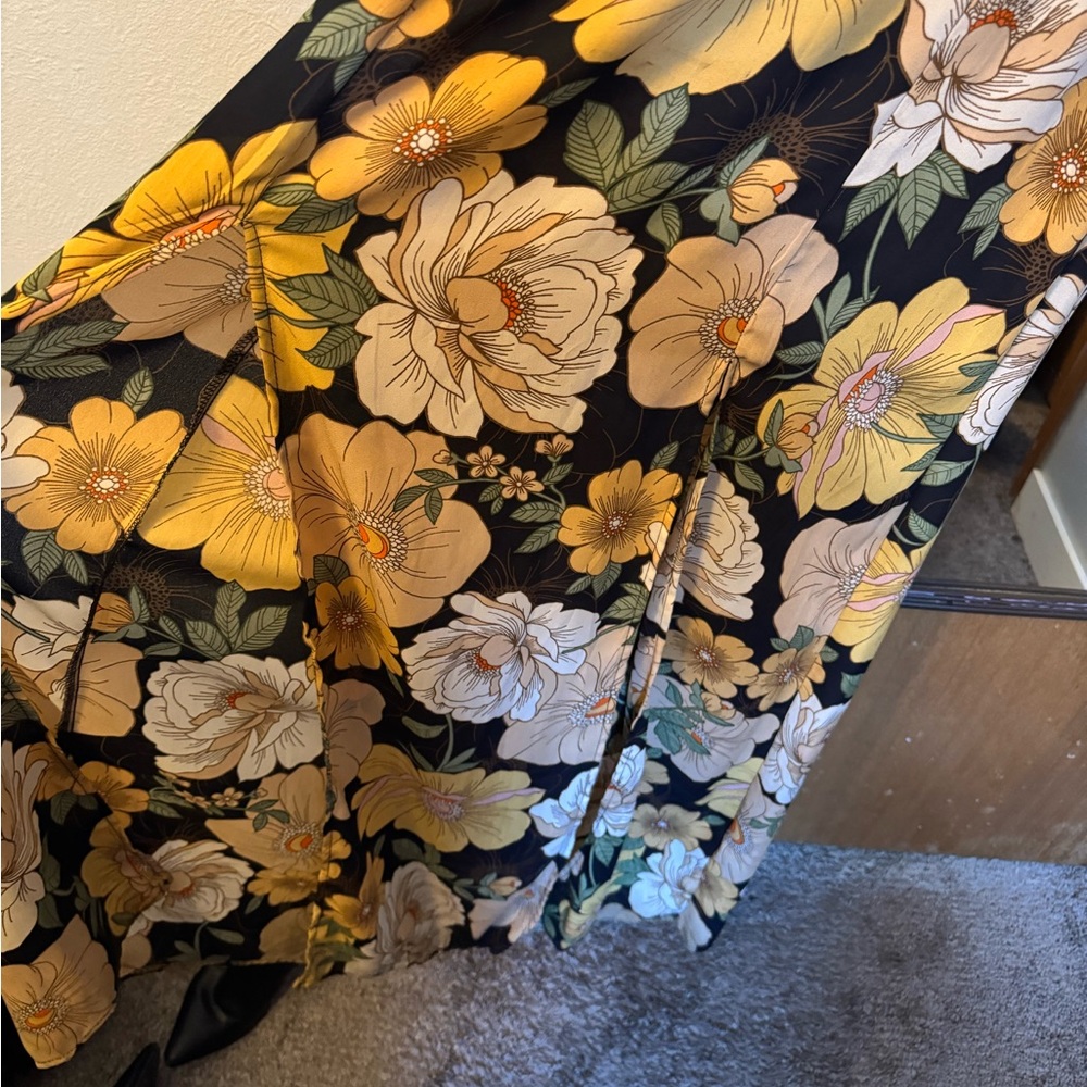 Floral Maxi Skirt with Yellow and Cream Flowers